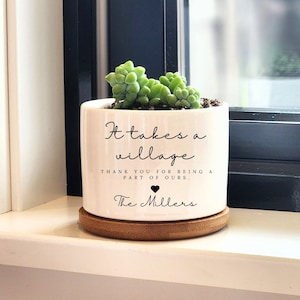 Christmas Gift for Nanny Gift, Personalized Planter, Gift for Teacher, Caregiver Gift, It Takes a Village, Neighbor Christmas, Succulent