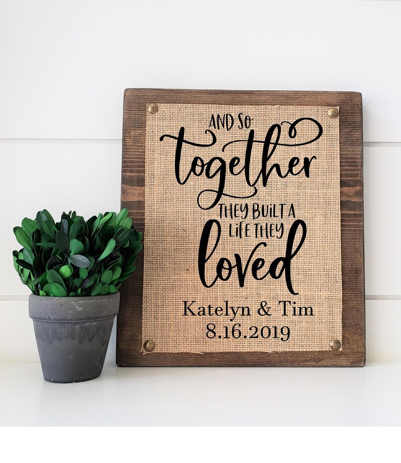 Wedding Gift for Couple Personalized Wedding Gift on Burlap Etsy