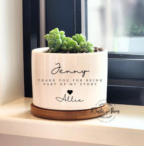 10 Pcs Employee Appreciation Succulent Pots - Ceramic Plant Pots With Bamboo Trays & Inspirational Quotes