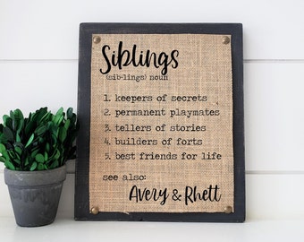siblings definition sign, playroom decor