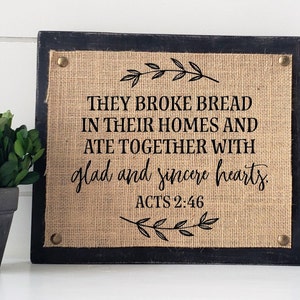 farmhouse kitchen decor, farmhouse kitchen sign, Acts 2:46 sign, scripture wall art, Bible verse wall art