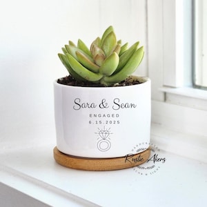 Cadeau de fiançailles pour couple, Cadeau de fiançailles, Fête de fiançailles, Jardinière de succulentes personnalisée, Cache-pot personnalisé, Cadeau de plante vivante