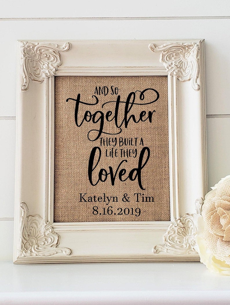 Wedding Gift for Couple Personalized Wedding Gift on Burlap Etsy
