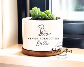Dog Memorial Planter – Personalized Loss of Dog Gift, Pet Sympathy Gift for Dog Owner, In Loving Memory Flower Pot