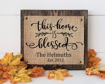 Custom Last Name Wood Sign, Welcome Sign, This Home Is Blessed, Personalized Established Sign, Family Name Sign, Family Established Sign