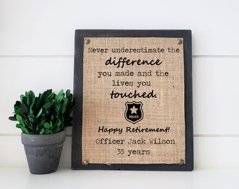 retirement gift for police officer, retirement gift for sergeant, retirement gift for detective, personalized retirement gift for officer