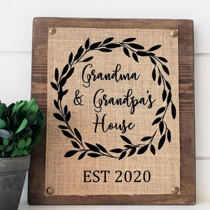 Grandma and Grandpa's House custom sign with established date