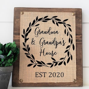 Grandma and Grandpa&#39;s House custom sign with established date