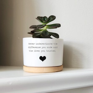 appreciation gift, coworker retiring, gift for boss, gift for coworker, never underestimate the difference you made, custom plant pot