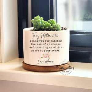 Gift for Mother in Law, Mother of the Groom Gift, Mother In Law Wedding Gift, Wedding Gift for Grooms Mom, Personalized Planter, Thank You
