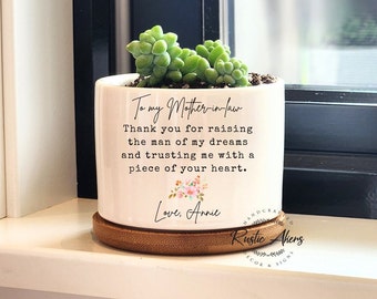 Gift for Mother in Law, Mother of the Groom Gift, Mother In Law Wedding Gift, Wedding Gift for Grooms Mom, Personalized Planter, Thank You