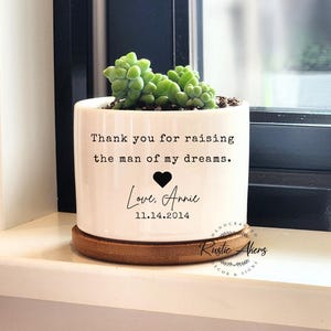 Cadeau moeder bruidegom, cadeau voor schoonmoeder, bedankt voor het opvoeden van de man van mijn dromen, cadeau van bruid, gepersonaliseerde plantenbak