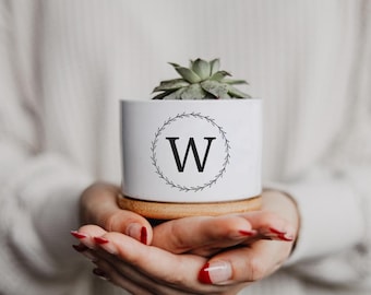 Personalized Mini Planter – Custom Last Name or Initial, Small Succulent Pot, Cute Keepsake Gift for Home or Desk
