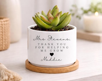 Gracias por ayudarme a crecer, Regalo para profesor/a, Regalo para cuidador/a, Maceta personalizada, Regalo con planta viva, Mini maceta para suculentas