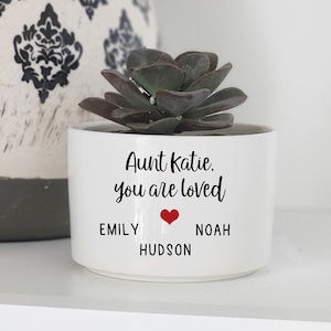 Cadeau tante, cadeau de Noël tante, jardinière de succulentes personnalisée, cadeau personnalisé pour tante, cadeau d&#39;une nièce et de son neveu, cadeau de succulentes vivantes