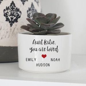 Personalized Gift For Aunt, Custom Mini Succulent Planter, Gift From Niece and Nephew, Aunt Birthday Gift, Personalized Planter, Live