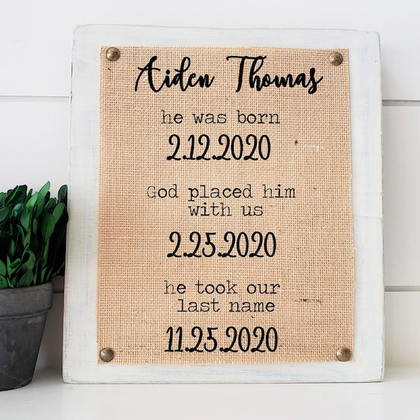 adoption gifts, adoption sign, adoption announcement, personalized adoption gift, adoption gifts for family, adoption sign with date