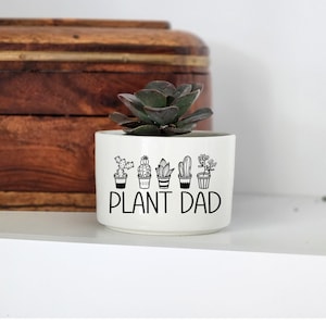 Plant Dad, Gift for Plant Lover, Indoor Planter, Personalized Planter, Desk Accessory, Cubicle Decor, Mini Succulent Planter Live