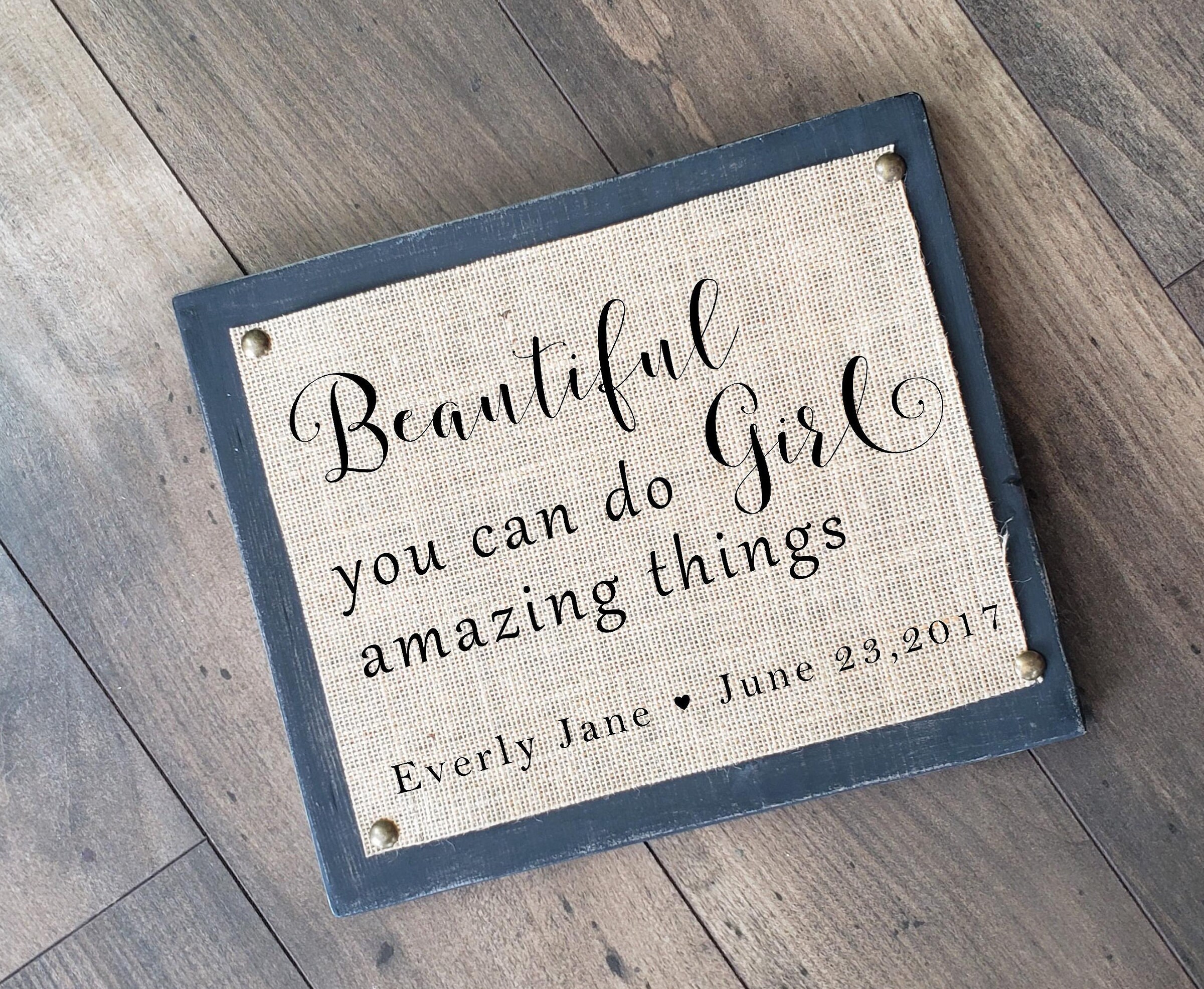 Personalized baby shower gift baby girl gift burlap print Etsy