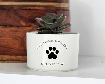 Personalized Pet Memorial Gift, Custom Flower Pot with Name, Loss of Pet, Personalized Succulent Planter