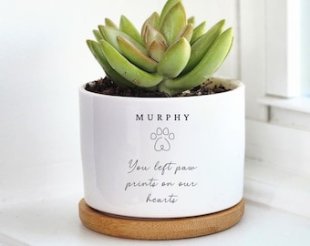 Pet Memorial Planter Personalized | Dog & Cat Loss Gift | You Left Paw Prints on Our Hearts | Custom Flower Pot, p8