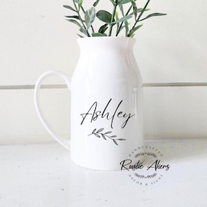 Personalized Name Vase, Custom Vase With Name, Gift for Her, Inspirational Desk Decor, Personalized Keepsake Gift