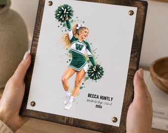 Custom Cheerleader Watercolor Portrait, Senior Cheer Gift, Personalized Cheerleader Picture, Cheer Senior Night Gift, Class of 2027