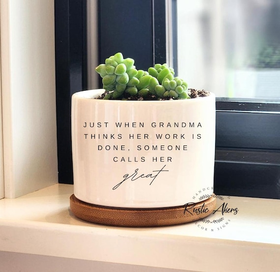 Great Grandma Gift, New Great Grandma, Baby Announcement for Grandma, Personalized Succulent Planter, Custom Plant Pot, Cute Planter