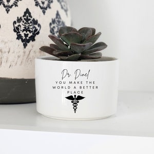 Gift for Doctor, Doctor Appreciation Gift, Thank You Gift, Personalized Succulent Planter, Small Plant Pot, Healthcare Worker