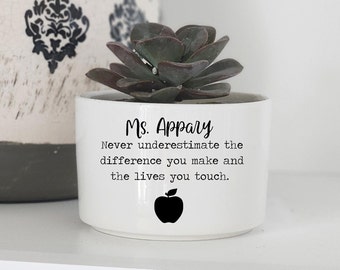 Teacher Appreciation Gift, Personalized Planter for Teacher, Teacher Christmas Gift, Custom Flower Pot, Gift For School Staff, Plant