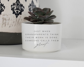 Gift for Great Grandparents, Great Grandma Pregnancy Announcement, Personalized Planter, Live Mini Succulent Planter, Great Grandpa