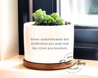 Wertschätzungsgeschenk, Dankeschön, personalisierter Blumentopf, Sukkulententopf, Geschenk zum Ruhestand für sie, Geschenk für Mentor, Geschenk für Mitarbeiter