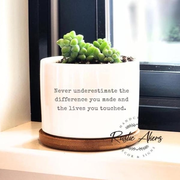 appreciation gift, thank you gift, personalized flower pot, succulent pot, retirement gift for her, gift for mentor, gift for coworker