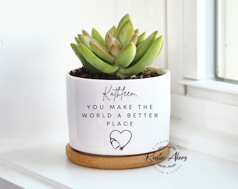 Personalized Gift for Nurse, Healthcare Worker Gift, Thank You Gift, Personalized Succulent Planter, Small Plant Pot, Appreciation Gift