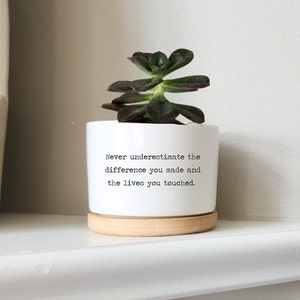 appreciation gift, thank you gift, personalized flower pot, succulent pot, retirement gift for her, gift for mentor, gift for coworker