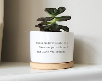 appreciation gift, thank you gift, personalized flower pot, succulent pot, retirement gift for her, gift for mentor, gift for coworker