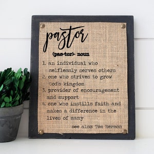 personalized gift for pastor, definition wall art, officiant gift, gift for priest, youth pastor gift, Christian gift, definition sign