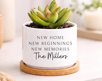 New Home, New Memories, New Beginnings, Closing Gift, Realtor Gift, Housewarming, Personalized Planter, Custom Succulent Pot