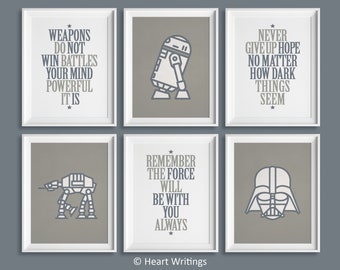 Star Wars Nursery Art Prints, Star Wars Nursery Decor, Star Wars Kids Bedroom, Star wars posters for kids room (NO FRAMES)