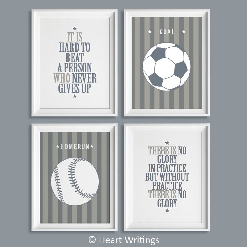 Sports Theme Boy Room Art Boy Sports Room Decor Soccer Wall Art Little Boy Bedroom Decor Boy Sports Nursery Decor A Set Of 4