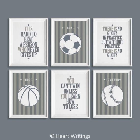 Boys Room Sports Art I Soccer Inspirational Wall Art I Sports Wall Art I Little Boy Bedroom Decor I Boy Sports Nursery Decor A Set Of 6