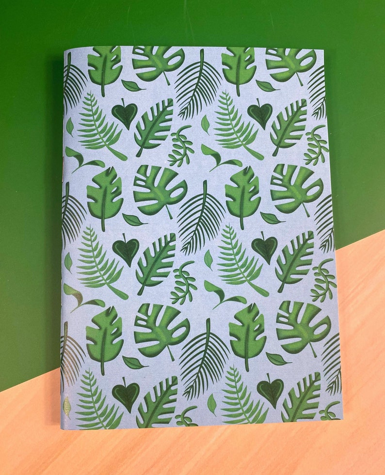 Tropical Leaves Monstera Plant Blue Green Pattern Notebook Journal ...