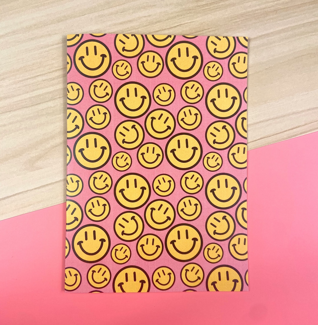 Always Smile Smiley Face Pink Pattern Notebook Journal Stationery Gift ...