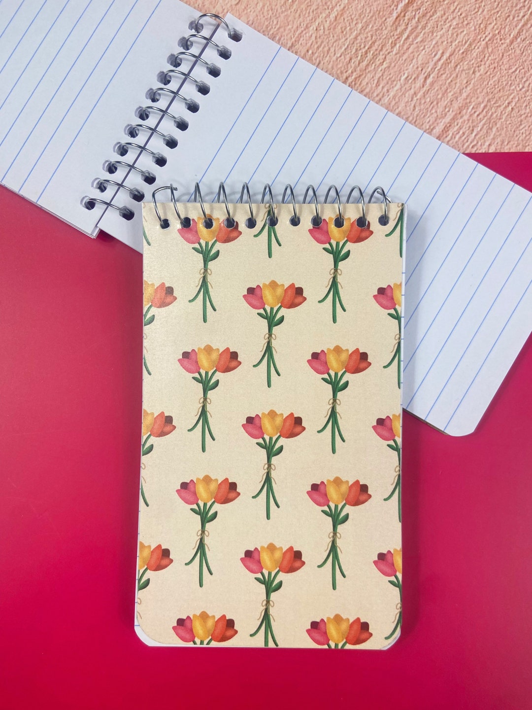 Tulip Bouquet Floral Bundle Pattern Spiral Notepad Stationery Gift - Etsy