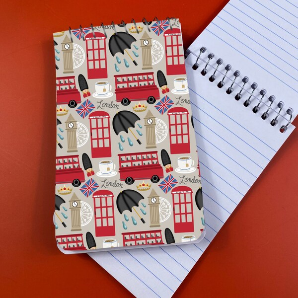 London well traveled collection England British pattern spiral notepad list pad stationery gift