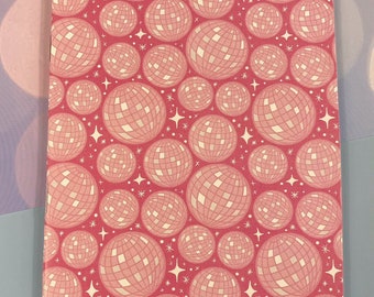 Pink Disco ball sparkle pattern blank journal notebook stationery gift