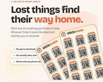 Smart QR Code Lost and Found Labels: Water-Resistant Stickers, 24 Pack
