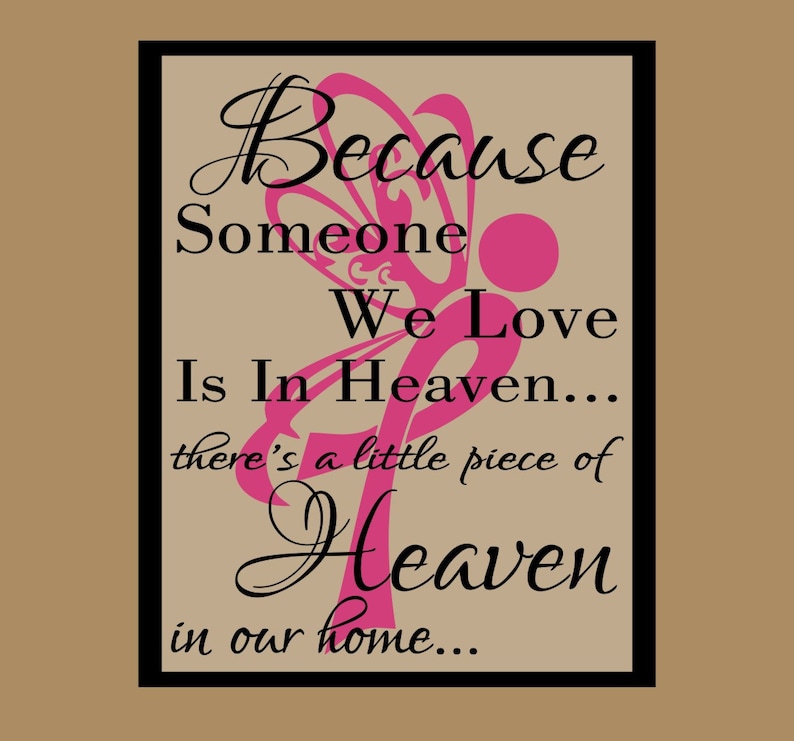 Because someone we love is in haven With Canter Ribbon #2 Floating Glass Frame,Memorial Wall Deco 8W x 10H