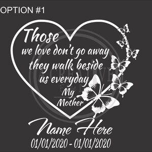 Personalized Memorial Car Decal #3: Heart & Butterflies with Name and Dates
