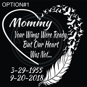 Personalized Memorial Car Decal #2: Birds, Feathers, Name & Dates